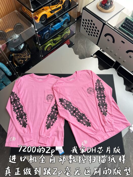 크롬하츠 소매 뒷면 모노그램 긴팔티 핑크 레플리카 미러급 SA급 S급 고퀄리티 하이엔드 최상급 의류 [남성여성공용] 5