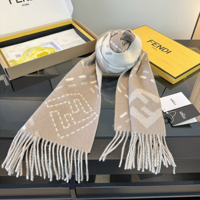 펜디 자카드 리버시블 울 머플러 스카프 다크 베이지 면양털 100% FXT462AYKUF0QD3 레플리카 미러급 SA급 S급 고퀄리티 최상급 하이엔드 악세사리 [남성여성공용] 4