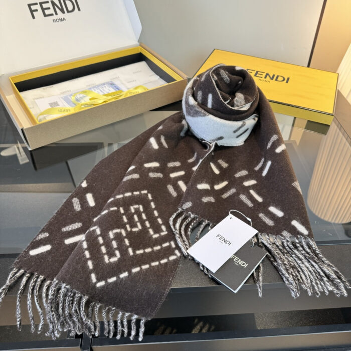 펜디 자카드 리버시블 울 머플러 스카프 다크 브라운 면양털 100% FXT462AYKUF1U6N 레플리카 미러급 SA급 S급 고퀄리티 최상급 하이엔드 악세사리 [남성여성공용] 3