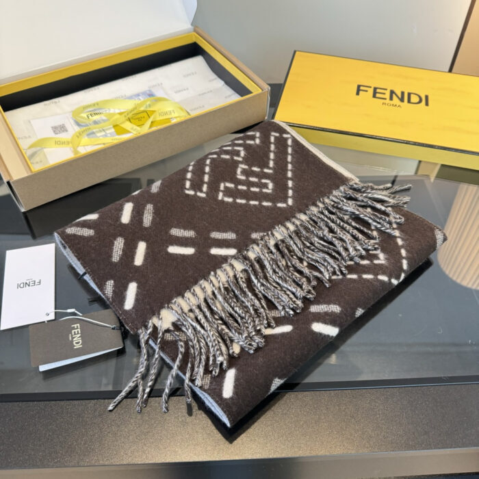 펜디 자카드 리버시블 울 머플러 스카프 다크 브라운 면양털 100% FXT462AYKUF1U6N 레플리카 미러급 SA급 S급 고퀄리티 최상급 하이엔드 악세사리 [남성여성공용] 5