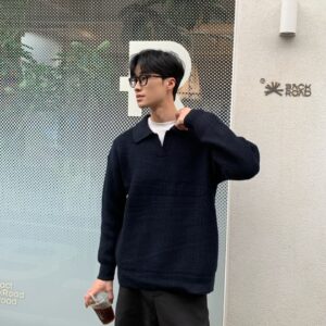 프라다 베이직 순색 니트 카라티 네이비 레플리카 미러급 SA급 S급 고퀄리티 하이엔드 최상급 의류 [남성여성공용]