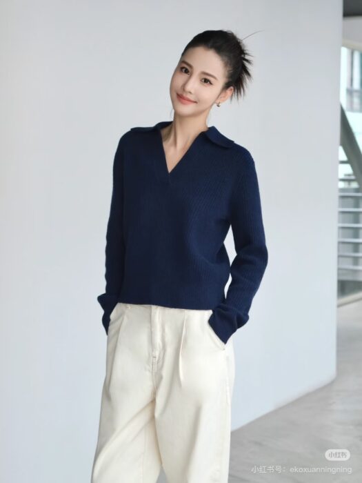 프라다 베이직 순색 니트 카라티 네이비 레플리카 미러급 SA급 S급 고퀄리티 하이엔드 최상급 의류 [남성여성공용] 2