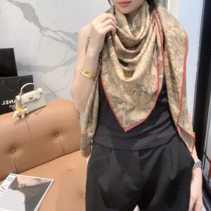 에르메스 식물원 스퀘어 스카프 70%캐시미어 30%실크 다크 베이지 스카프 레플리카 미러급 SA급 S급 고퀄리티 최상급 하이엔드 머플러 목도리 [여성]