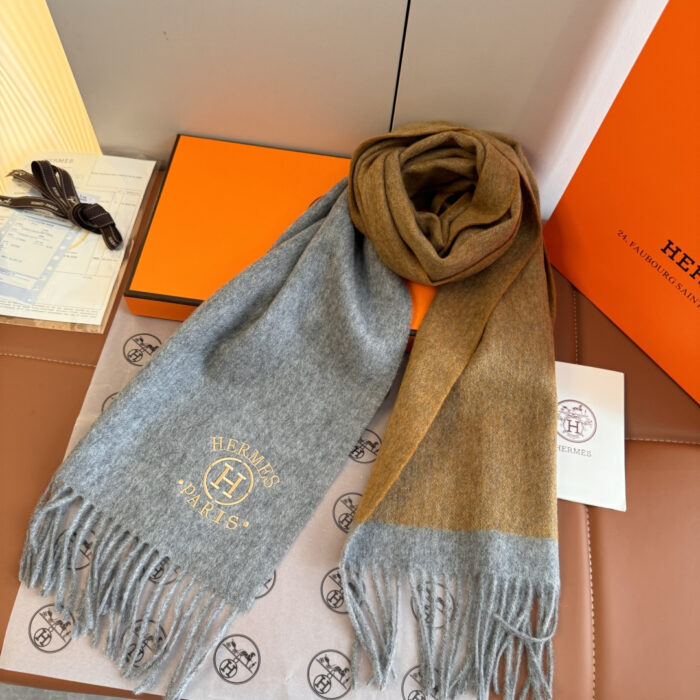 에르메스 H 자수 캐시미어 배색 스카프 옐로우 레플리카 미러급 SA급 S급 고퀄리티 최상급 하이엔드 [남성여성공용] 2