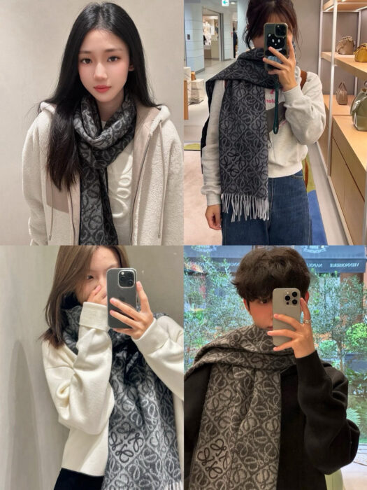 로에베 올 오버 아나그램 스카프 블랙 양털90% 캐시미어10% 레플리카 미러급 SA급 S급 고퀄리티 최상급 하이엔드 [남성여성공용] 2