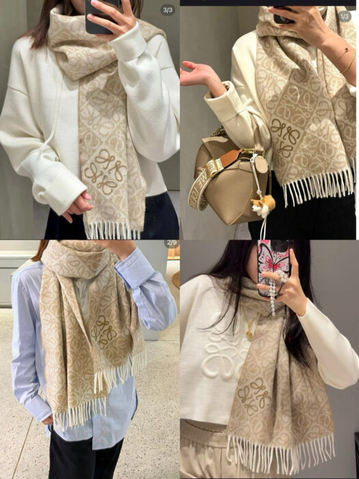 로에베 올 오버 아나그램 스카프 베이지 양털90% 캐시미어10% 레플리카 미러급 SA급 S급 고퀄리티 최상급 하이엔드 [남성여성공용]