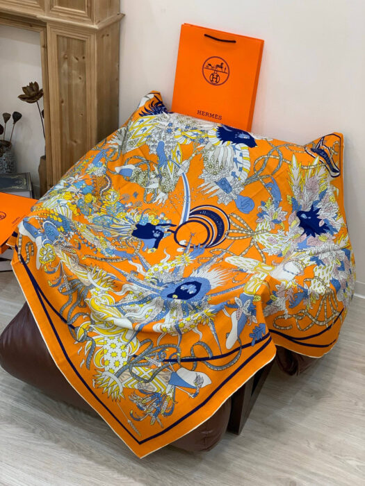 에르메스 아트 동물 스퀘어 스카프 오렌지 70%캐시미어 30%실크 레플리카 미러급 SA급 S급 고퀄리티 최상급 하이엔드 [여성] 7
