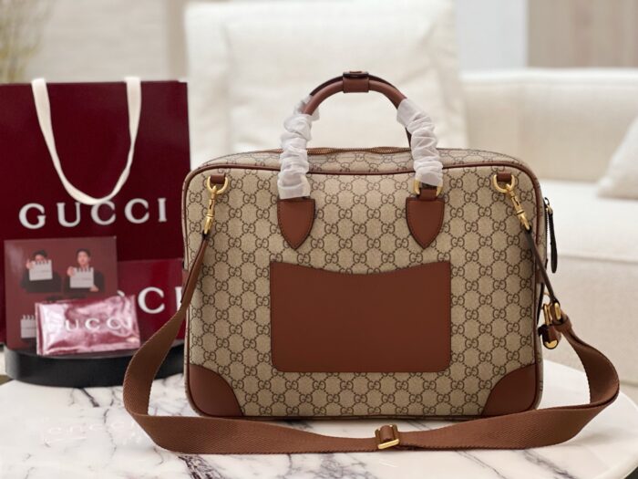 구찌 GG 엠블럼 미디움 브리프케이스 베이지 다크 브라운 821149 레플리카 미러급 SA급 S급 고퀄리티 최상급 하이엔드 가방 [남성]