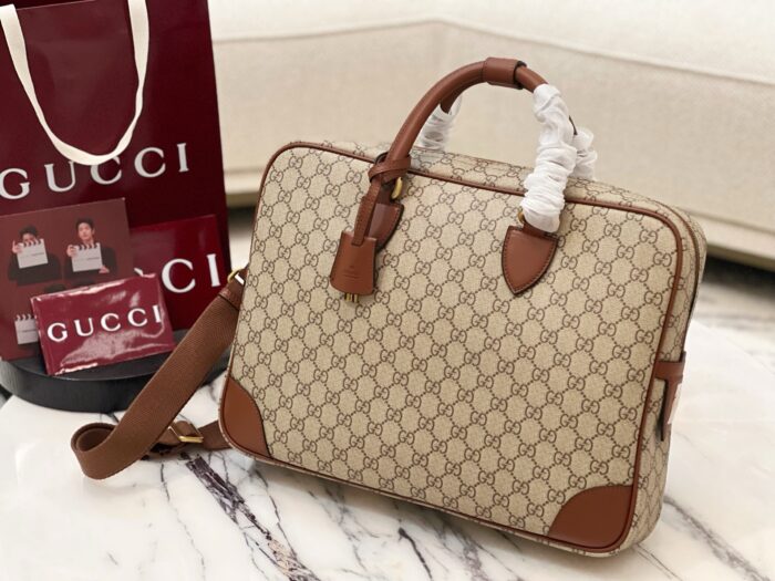 구찌 GG 엠블럼 미디움 브리프케이스 베이지 다크 브라운 821149 레플리카 미러급 SA급 S급 고퀄리티 최상급 하이엔드 가방 [남성] 3