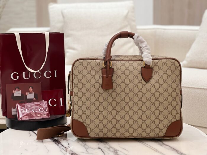 구찌 GG 엠블럼 미디움 브리프케이스 베이지 다크 브라운 821149 레플리카 미러급 SA급 S급 고퀄리티 최상급 하이엔드 가방 [남성] 2
