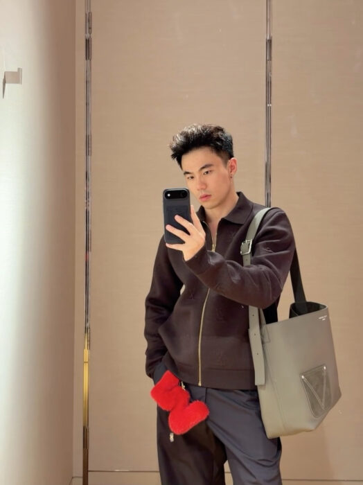 루이비통 모노그램 엠벨리시드 시어링 후디 자켓 브라운 1AJDX9 레플리카 미러급 SA급 S급 고퀄리티 하이엔드 최상급 의류 [남성]