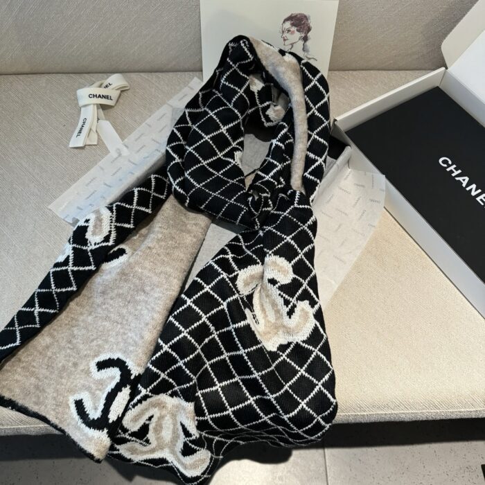 샤넬 점보 CC로고 체크 스카프 블랙 레플리카 미러급 SA급 S급 고퀄리티 최상급 하이엔드 [남성여성공용] 5