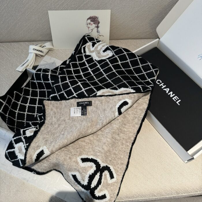 샤넬 점보 CC로고 체크 스카프 블랙 레플리카 미러급 SA급 S급 고퀄리티 최상급 하이엔드 [남성여성공용] 6