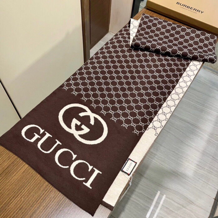 구찌 GG로고 모노그램 캐시미어 스카프 브라운 레플리카 미러급 SA급 S급 고퀄리티 최상급 하이엔드 [남성여성공용] 2