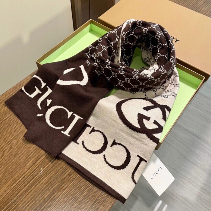 구찌 GG로고 모노그램 캐시미어 스카프 브라운 레플리카 미러급 SA급 S급 고퀄리티 최상급 하이엔드 [남성여성공용] 5