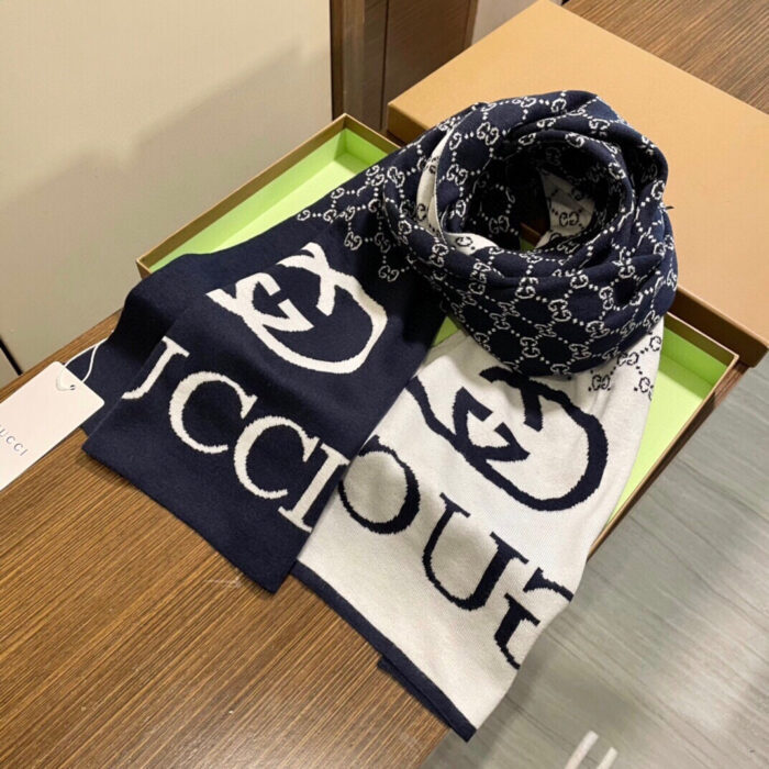 구찌 GG로고 모노그램 캐시미어 스카프 네이비 레플리카 미러급 SA급 S급 고퀄리티 최상급 하이엔드 [남성여성공용] 5