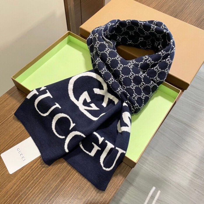 구찌 GG로고 모노그램 캐시미어 스카프 네이비 레플리카 미러급 SA급 S급 고퀄리티 최상급 하이엔드 [남성여성공용] 6