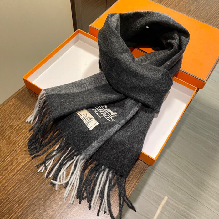 에르메스 배색 베이직 스카프 다크 그레이 캐시미어 레플리카 미러급 SA급 S급 고퀄리티 최상급 하이엔드 [남성여성공용] 4