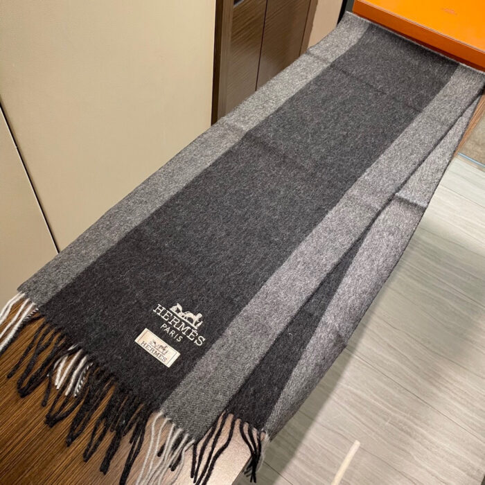에르메스 배색 베이직 스카프 다크 그레이 캐시미어 레플리카 미러급 SA급 S급 고퀄리티 최상급 하이엔드 [남성여성공용] 3