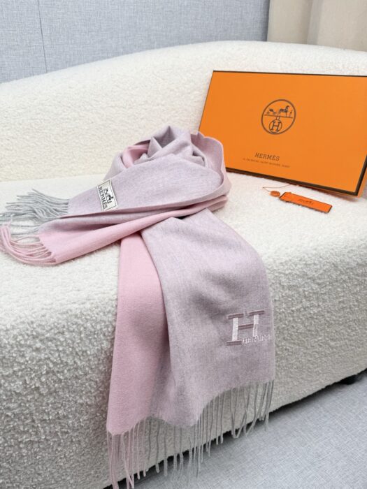 에르메스 H로고 배색 태슬 스카프 핑크 양털 레플리카 미러급 SA급 S급 고퀄리티 최상급 하이엔드 [남성여성공용] 6