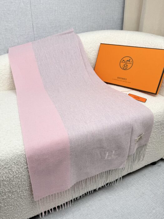 에르메스 H로고 배색 태슬 스카프 핑크 양털 레플리카 미러급 SA급 S급 고퀄리티 최상급 하이엔드 [남성여성공용] 4