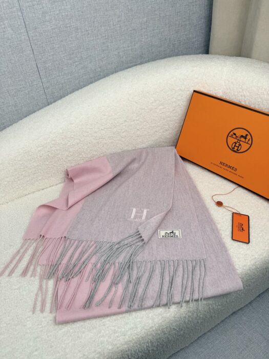 에르메스 H로고 배색 태슬 스카프 핑크 양털 레플리카 미러급 SA급 S급 고퀄리티 최상급 하이엔드 [남성여성공용] 7