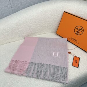 에르메스 H로고 배색 태슬 스카프 핑크 양털 레플리카 미러급 SA급 S급 고퀄리티 최상급 하이엔드 [남성여성공용]
