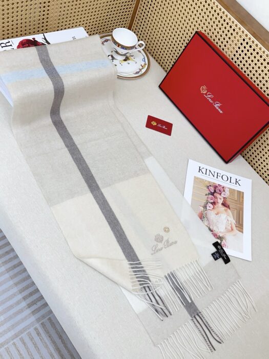 로로피아나 자수 태슬 스카프 아이보리 캐시미어 100% 레플리카 미러급 SA급 S급 고퀄리티 최상급 하이엔드 [남성여성공용] 3