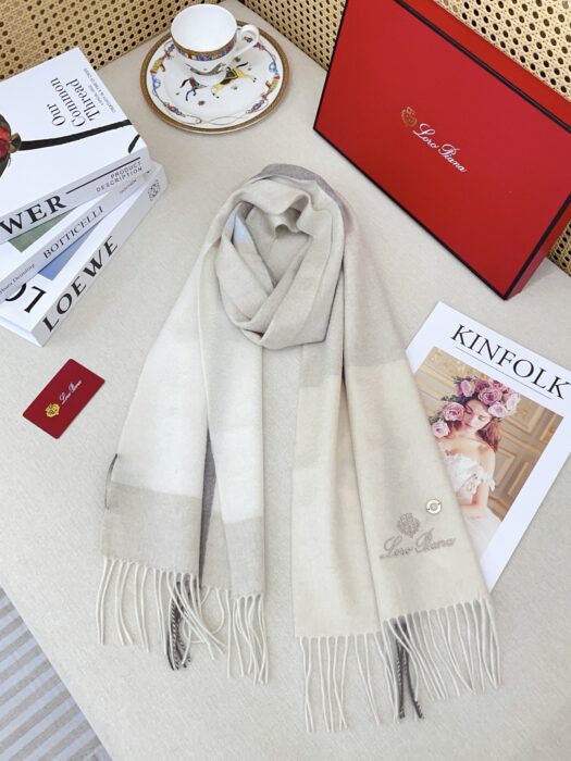 로로피아나 자수 태슬 스카프 아이보리 캐시미어 100% 레플리카 미러급 SA급 S급 고퀄리티 최상급 하이엔드 [남성여성공용] 5