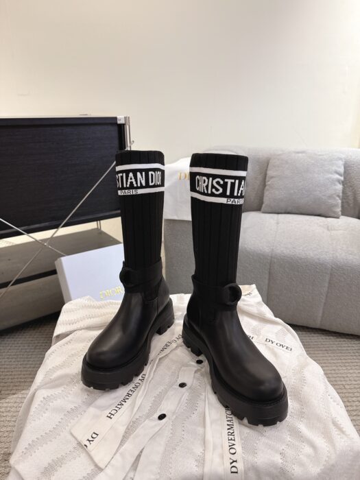 디올 D-메이저 롱 부츠 카프스킨 앤 테크니컬 니트 블랙 레플리카 미러급 SA급 S급 고퀄리티 최상급 하이엔드 신발 [여성] 4