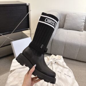 디올 D-메이저 롱 부츠 카프스킨 앤 테크니컬 니트 블랙 레플리카 미러급 SA급 S급 고퀄리티 최상급 하이엔드 신발 [여성]