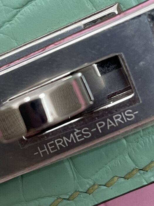 에르메스 켈리 19 은장 악어가죽 mz 배색 핑크 민트 레플리카 미러급 SA급 S급 고퀄리티 최상급 하이엔드 가방 [여성] 9