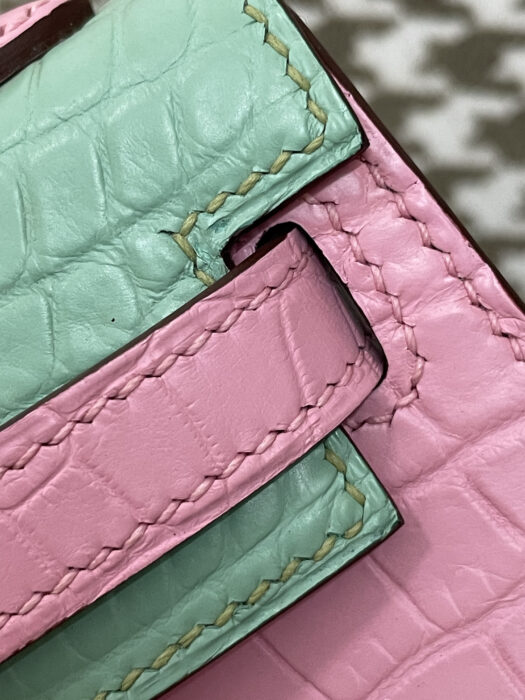 에르메스 켈리 19 은장 악어가죽 mz 배색 핑크 민트 레플리카 미러급 SA급 S급 고퀄리티 최상급 하이엔드 가방 [여성] 7