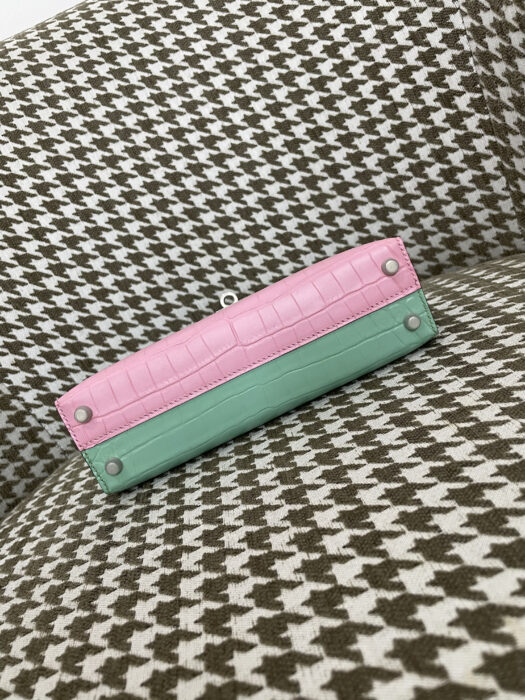 에르메스 켈리 19 은장 악어가죽 mz 배색 핑크 민트 레플리카 미러급 SA급 S급 고퀄리티 최상급 하이엔드 가방 [여성] 5