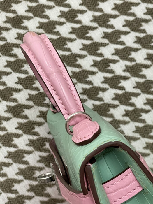 에르메스 켈리 19 은장 악어가죽 mz 배색 핑크 민트 레플리카 미러급 SA급 S급 고퀄리티 최상급 하이엔드 가방 [여성] 6