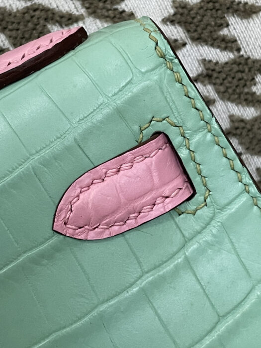 에르메스 켈리 19 은장 악어가죽 mz 배색 핑크 민트 레플리카 미러급 SA급 S급 고퀄리티 최상급 하이엔드 가방 [여성] 8