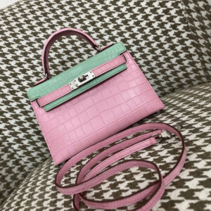 에르메스 켈리 19 은장 악어가죽 mz 배색 핑크 민트 레플리카 미러급 SA급 S급 고퀄리티 최상급 하이엔드 가방 [여성]