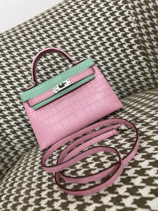 에르메스 켈리 19 은장 악어가죽 mz 배색 핑크 민트 레플리카 미러급 SA급 S급 고퀄리티 최상급 하이엔드 가방 [여성]