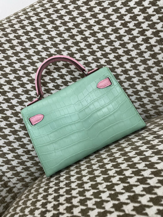 에르메스 켈리 19 은장 악어가죽 mz 배색 핑크 민트 레플리카 미러급 SA급 S급 고퀄리티 최상급 하이엔드 가방 [여성] 2