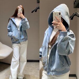 루이비통 LV자수 후드 데님 자켓 라이트 블루 레플리카 미러급 SA급 S급 고퀄리티 하이엔드 최상급 의류 [여성]