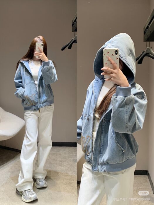 루이비통 LV자수 후드 데님 자켓 라이트 블루 레플리카 미러급 SA급 S급 고퀄리티 하이엔드 최상급 의류 [여성]