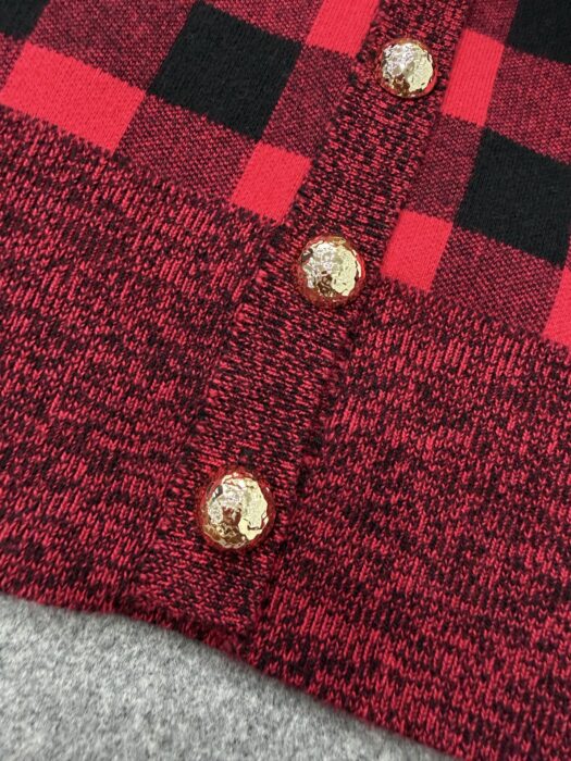 루이비통 다미에 배색 체크 가디건 레드 레플리카 미러급 SA급 S급 고퀄리티 하이엔드 최상급 의류 [여성] 11