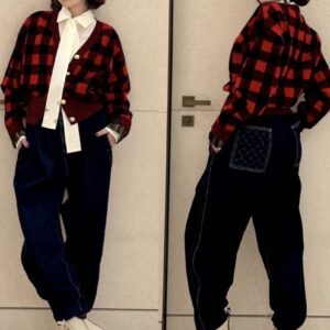 루이비통 다미에 배색 체크 가디건 레드 레플리카 미러급 SA급 S급 고퀄리티 하이엔드 최상급 의류 [여성]