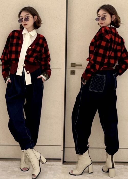 루이비통 다미에 배색 체크 가디건 레드 레플리카 미러급 SA급 S급 고퀄리티 하이엔드 최상급 의류 [여성]