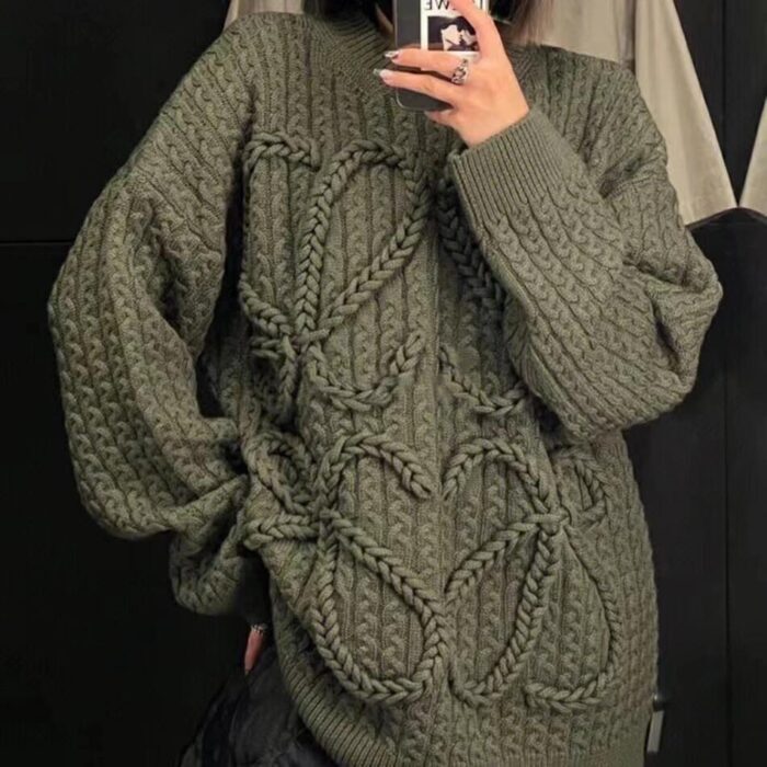 로에베 트위스트 점보 로고 스웨터 니트 올리브 그린 레플리카 미러급 SA급 S급 고퀄리티 하이엔드 최상급 의류 [남성여성공용] 2