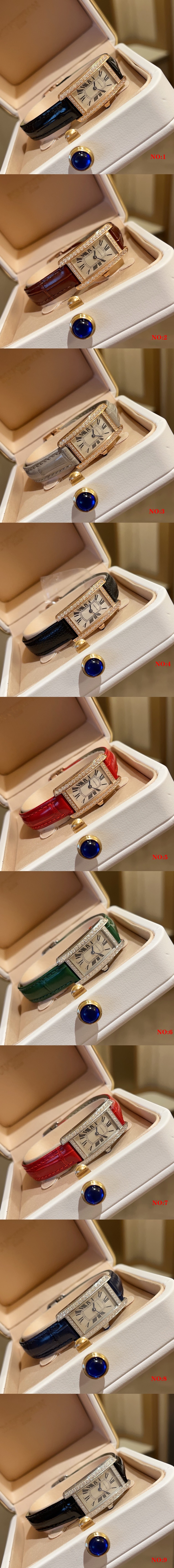 까르띠에 탱크 루이 S/L 쿼츠 35.8mm 여성용시계 18K로즈골드/다이아몬드 셋팅 베젤 가죽밴드 화이트다이얼 시계 (9 color) 레플리카 미러급 SA급 S급 고퀄리티 워치 [여성] 2