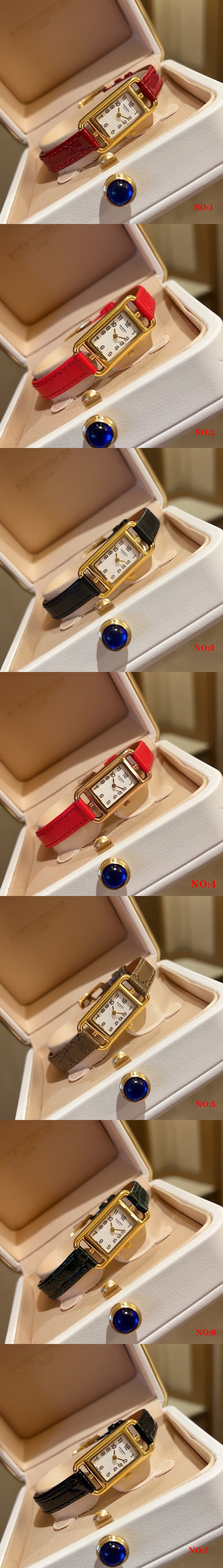 에르메스 파리스 H아워 25mm 여성용시계 쿼츠 오리지널 악어가죽 화이트 다이얼 시계 (7 color) 레플리카 미러급 SA급 S급 고퀄리티 워치 [여성] 2