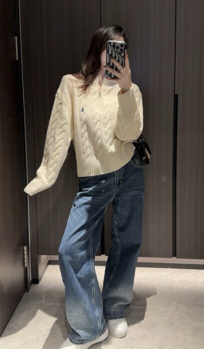 폴로 랄프로렌 Ralph Lauren 자카드 순색 반지퍼 니트 베이지 레플리카 미러급 SA급 S급 고퀄리티 하이엔드 최상급 의류 [여성] 2