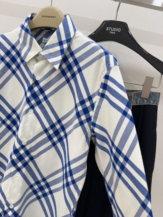 버버리 블루 체크 긴팔 셔츠 화이트 블루 레플리카 미러급 SA급 S급 고퀄리티 하이엔드 최상급 의류 [남성여성공용] 7
