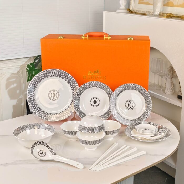 에르메스 H 데코 식기 테이블웨어 세트 22개 블랙 화이트 레플리카 미러급 SA급 S급 고퀄리티 최상급 하이엔드 악세사리 [남성여성공용] 2